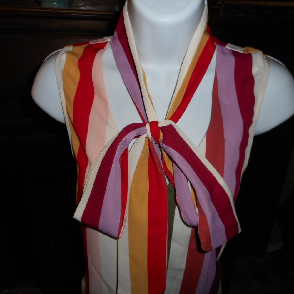 $10 items are BOGO Free NWOT Retro style stripe pussybow blouse, M - Picture 3 of 7